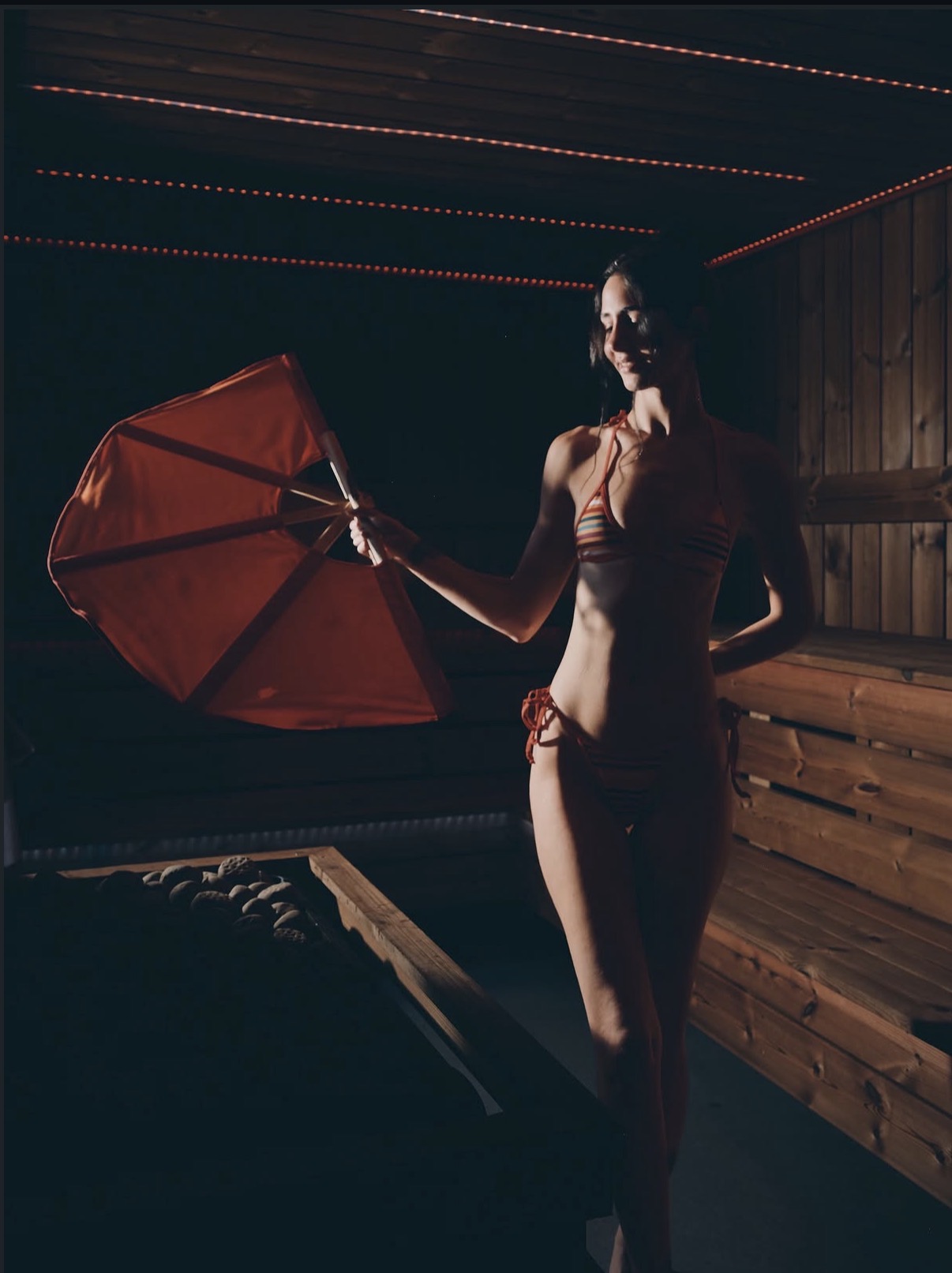Settling into the sauna as a session begins